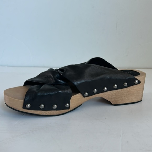 Kelsi Dagger Brooklyn Sprinter black clog slide sandal leather up stud open toe - Picture 14 of 16